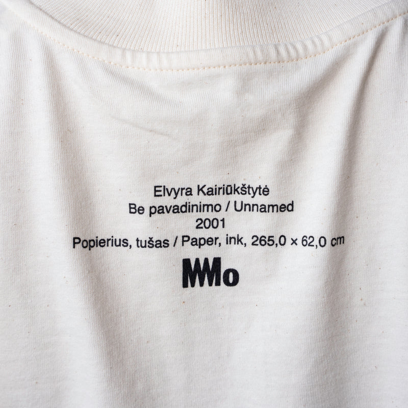 Marškinėliai su Elvyros Kairiūkštytės kūriniu BE PAVADINIMO (2001)
